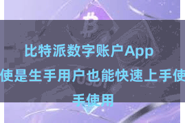 比特派数字账户App  即使是生手用户也能快速上手使用